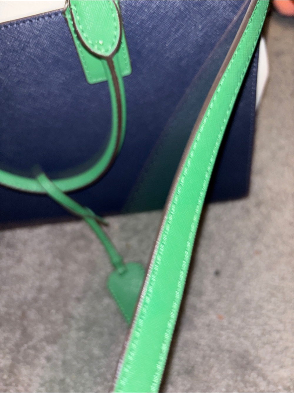 kate spade Navy, White & Green Saffiano Leather Tote - Picture 2 of 10